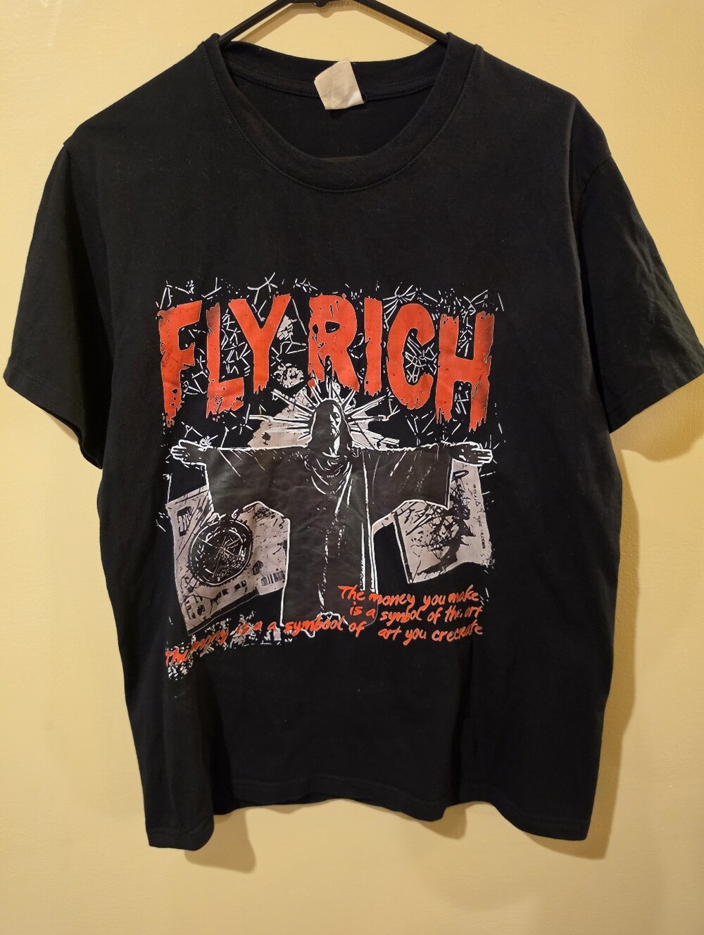 Shein Fly Rich Graphic Tee - Black
